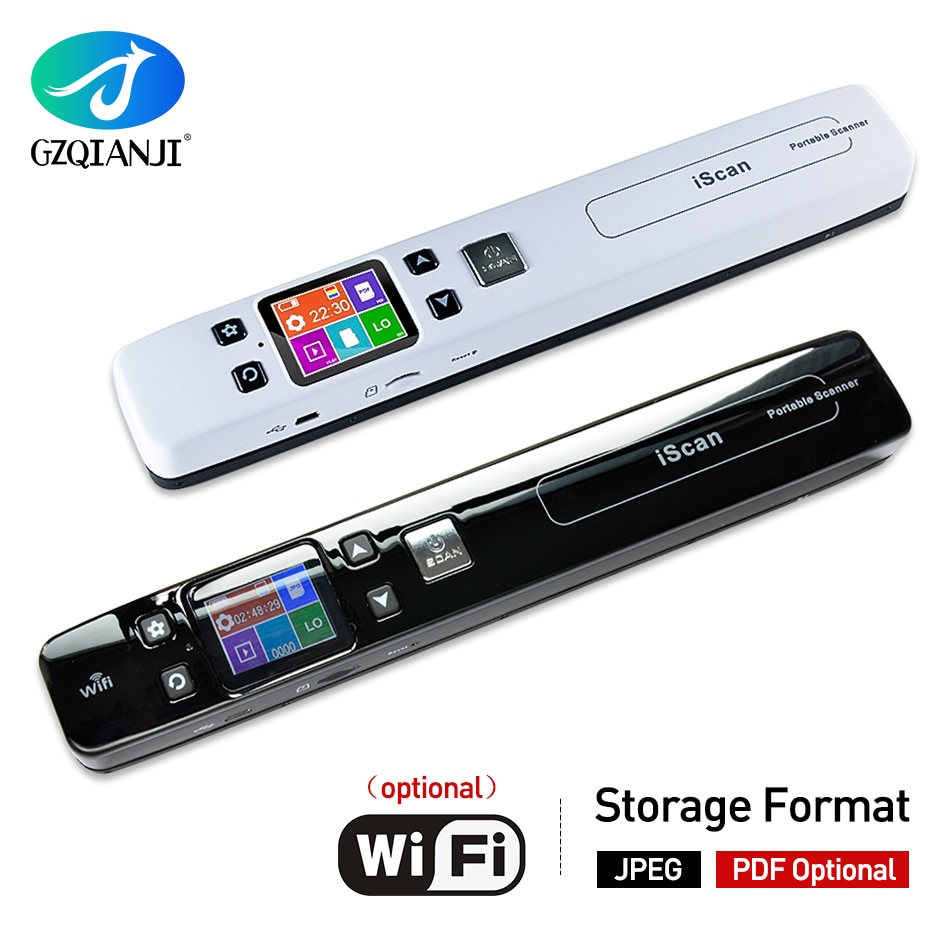 Mini Iscan Document & Images Scanner A4 Size JPG/PDF Formate Wifi 1050DPI High Speed Portable LCD Display for Business Receipts