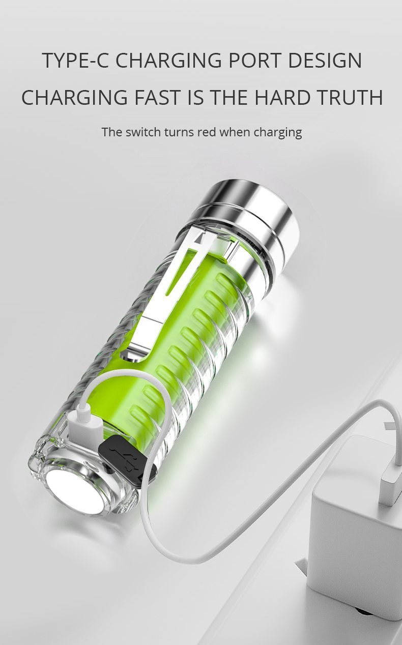 MINI Keychain Flashlight USB C Rechargeable LED Lampwith Magnet Camping Uv Light Multifunction Portable Lighting Lights