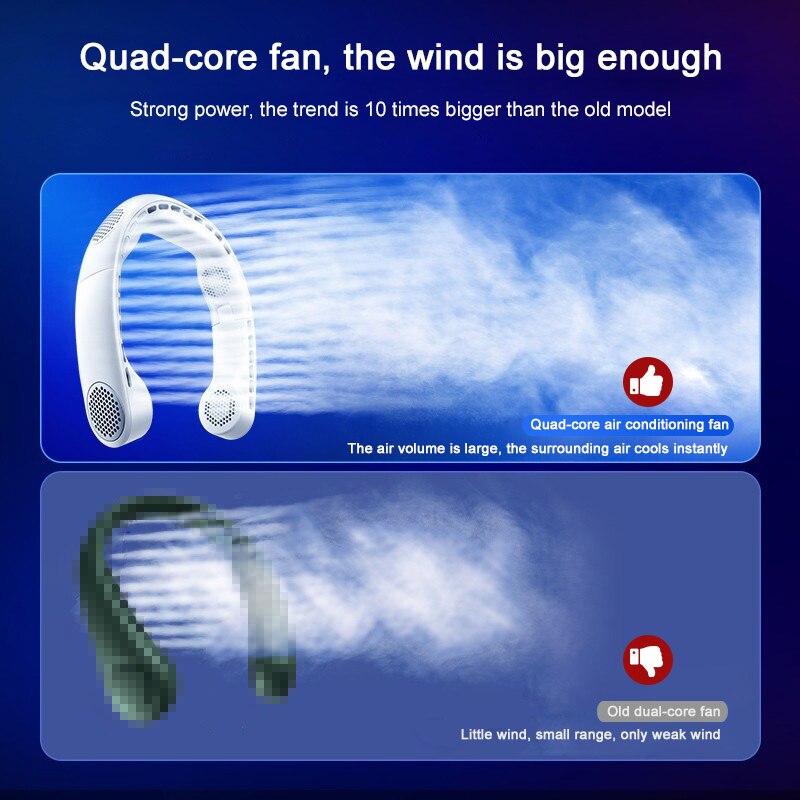 Mini Neck Fan Portable Bladeless USB Rechargeable Mute Sports Fans Outdoor Ventilador Portatil Abanico Silent Cooling For Xiaomi