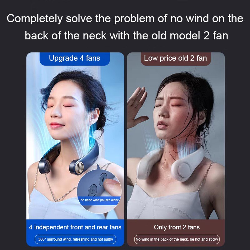 Mini Neck Fan Portable Bladeless USB Rechargeable Mute Sports Fans Outdoor Ventilador Portatil Abanico Silent Cooling For Xiaomi