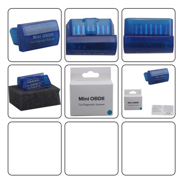 Mini OBDII Car Diagnostic Scanner for Android and Windows (Blue/Black/White)