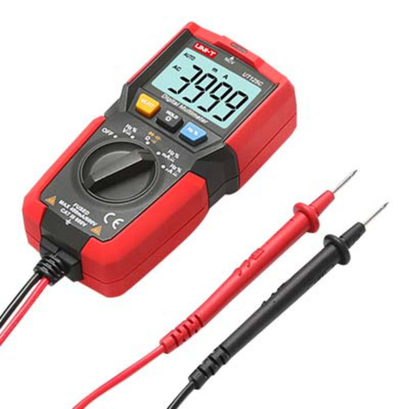 UNI-T UT125C Mini Pocket Digital Multimeter Temperature Tester Resistor Capacitor Frequency Diode NCV Test Low Voltage Display