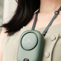 Mini Portable Bladeless Neck Fan USB Rechargeable Silent Cooling Fans 3 Speeds Adjustable Waist Fan Outdoor Travel Air Cooler