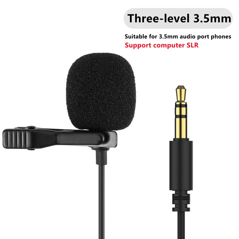 Mini Portable Clip-on Microphone Condenser Lavalier Tie Clip Microphone for Phone Audio Studio Wired Mic for PC Laptop