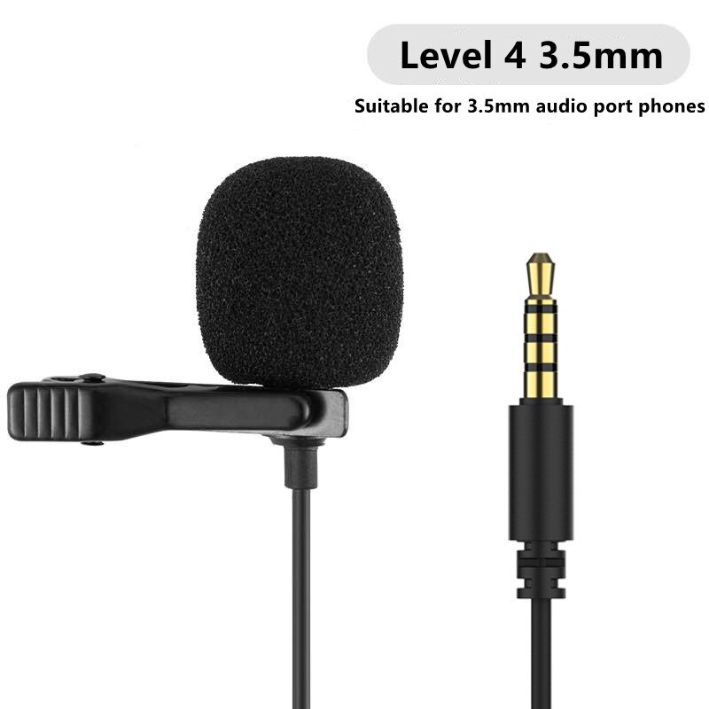 Mini Portable Clip-on Microphone Condenser Lavalier Tie Clip Microphone for Phone Audio Studio Wired Mic for PC Laptop