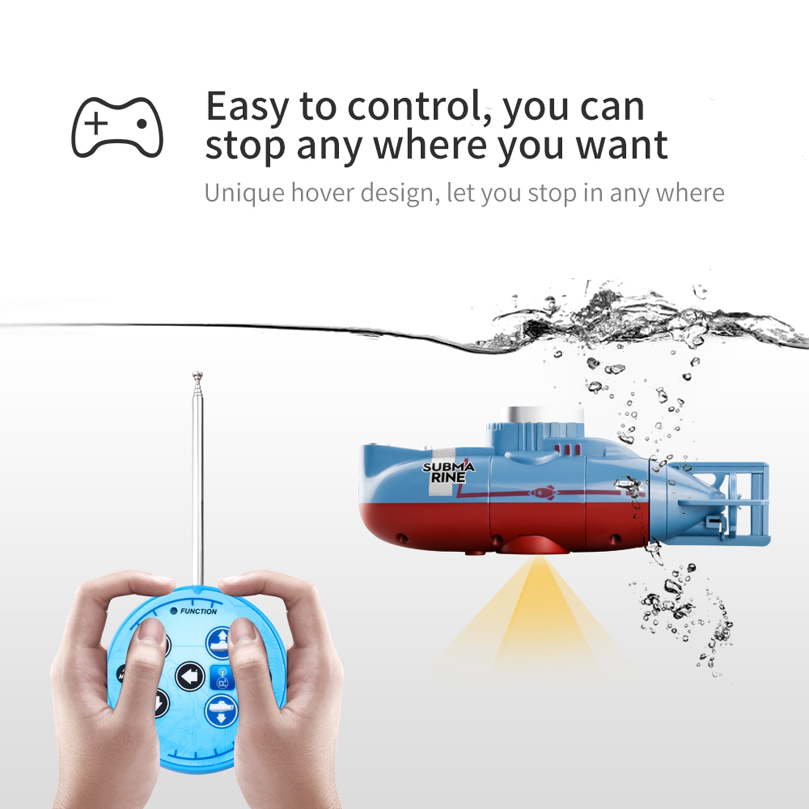 Mini RC Submarine 0.1m/s Speed Remote Control Boat Waterproof Diving Toy Simulation Ship Model Gift Toy for Kids Boys Girls Gift