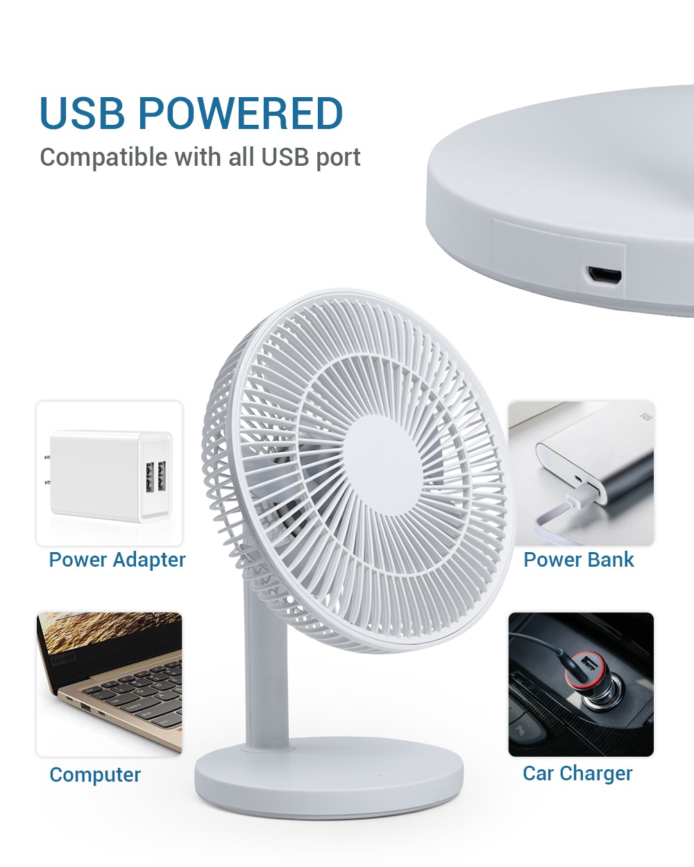 Mini  Rechargeable Table Fan Better Cooling  Perfect , Portable USB Desk Fan  for Home Office Bedroom