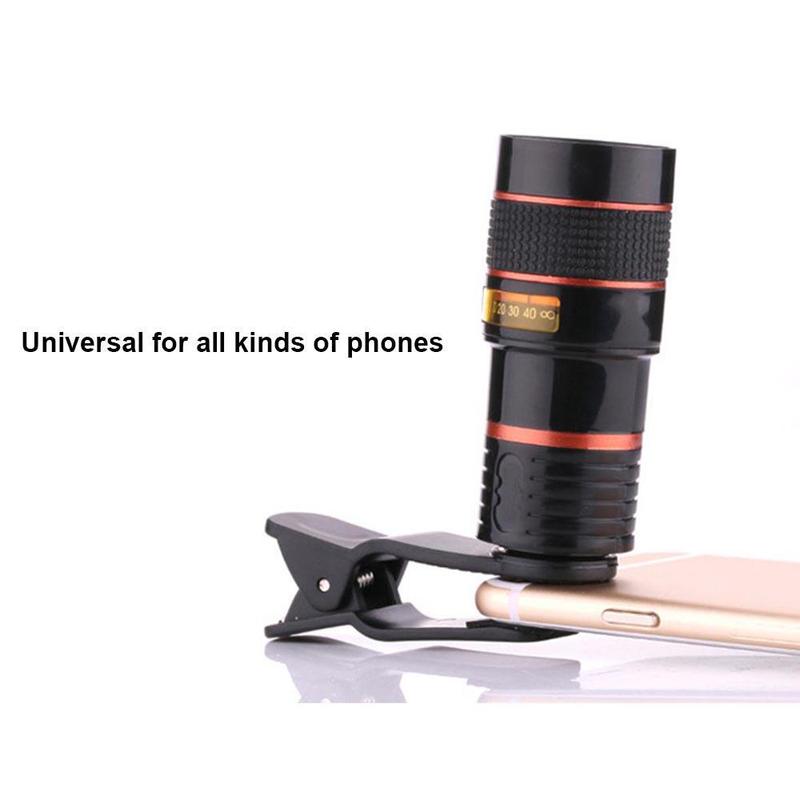Mini Telephoto Phone Lens 8X/12X Optical Zoom Suitable for Most Types of Mobile Phones for Travel Watching Games Photography