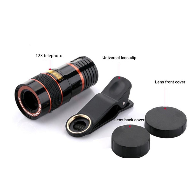 Mini Telephoto Phone Lens 8X/12X Optical Zoom Suitable for Most Types of Mobile Phones for Travel Watching Games Photography