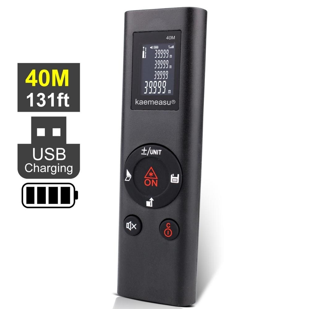 KM-MN40 Mini USB Rechargeable Laser Distance Meter Rangefinder High Precision Infrared Electronic Ruler 40m/131ft Laser Range Finder