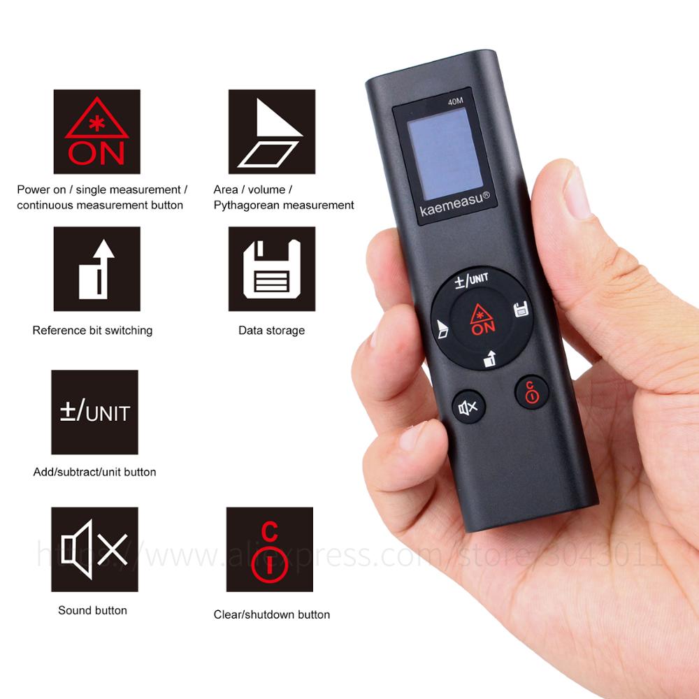 KM-MN40 Mini USB Rechargeable Laser Distance Meter Rangefinder High Precision Infrared Electronic Ruler 40m/131ft Laser Range Finder