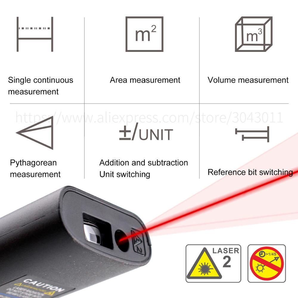 KM-MN40 Mini USB Rechargeable Laser Distance Meter Rangefinder High Precision Infrared Electronic Ruler 40m/131ft Laser Range Finder
