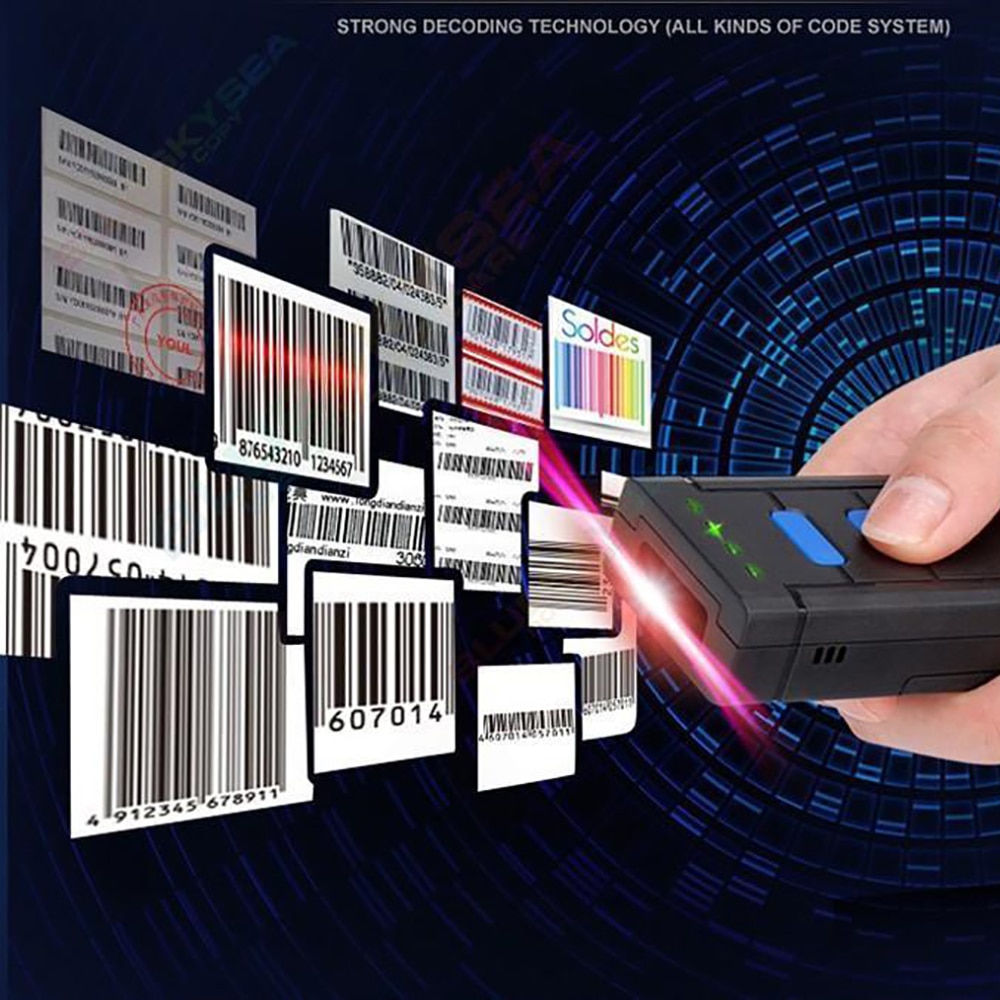 MJ-2877 Mini Barcode Scanner 1D 2.4G Wireless Bar Code Scanner For Android IOS Windows Bluetooth Scanner