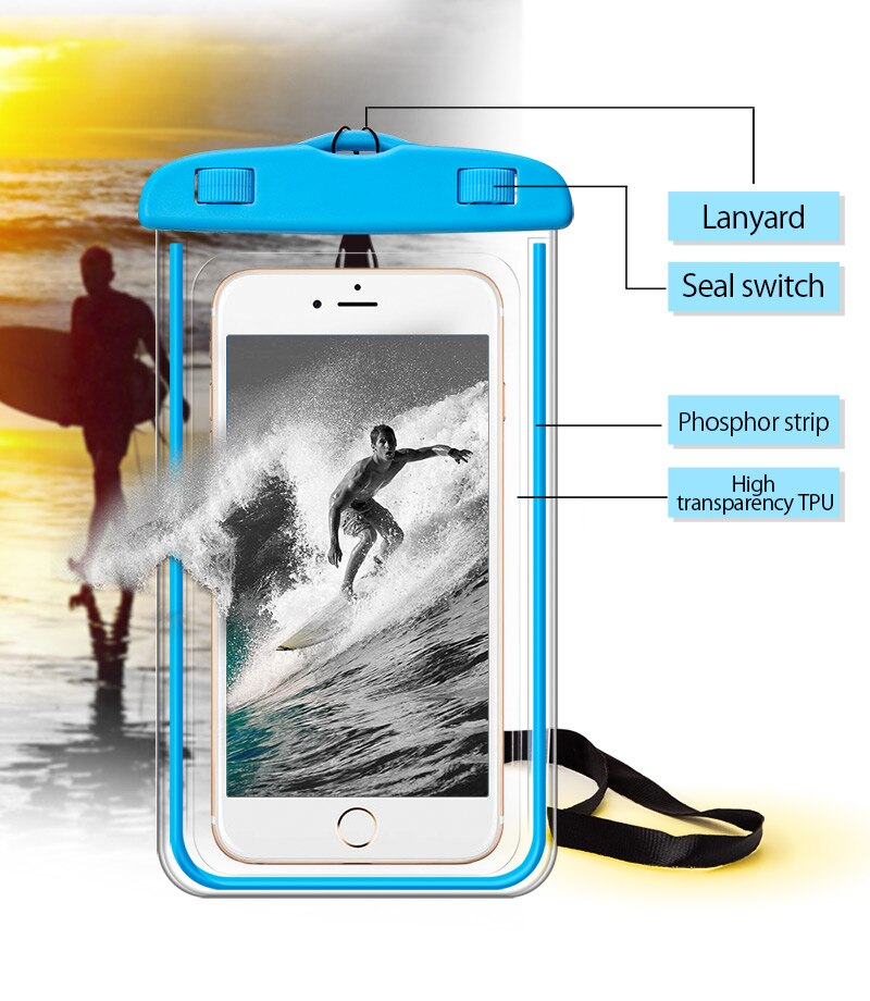 Mobile phone Case waterproof bag Swimming Bag Underwater Dry Bag Cover For iPhone Water Sports Beach Pool Skiing 8inch universal