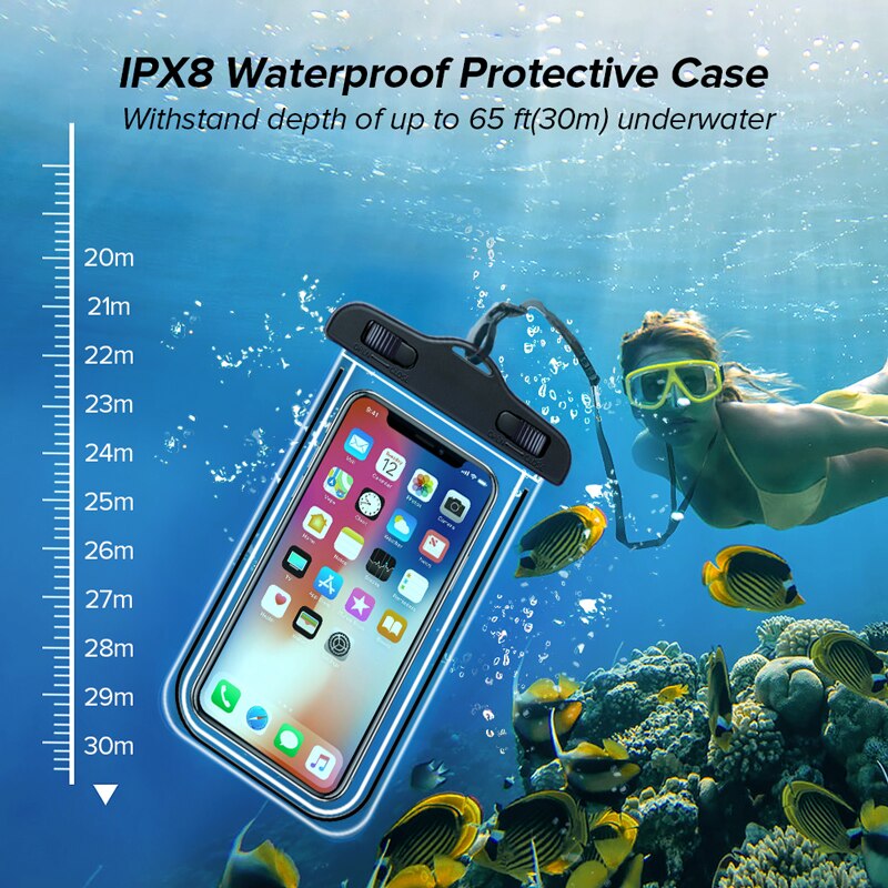 Mobile phone Case waterproof bag Swimming Bag Underwater Dry Bag Cover For iPhone Water Sports Beach Pool Skiing 8inch universal