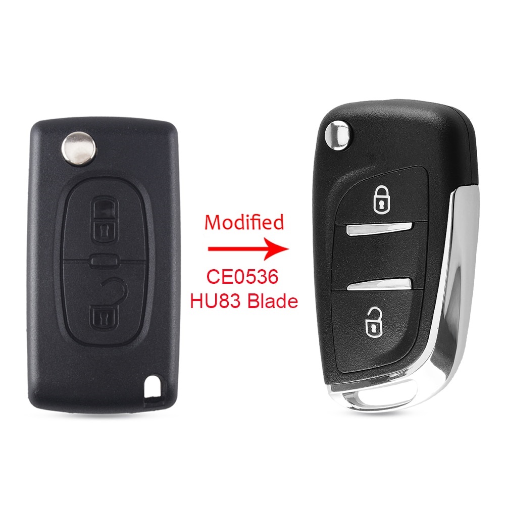 Modified Flip Car Key Shell For Citroen C2 C3 C5 C6 C8 For Peugeot 307 408 308 Remote Fob Case 2 Button CE0536 HU83 Blade