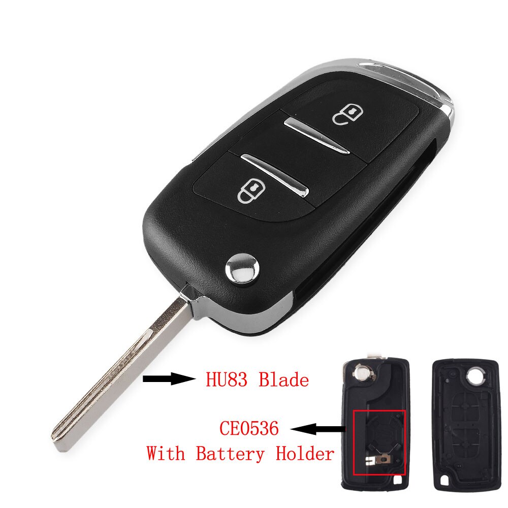 Modified Flip Car Key Shell For Citroen C2 C3 C5 C6 C8 For Peugeot 307 408 308 Remote Fob Case 2 Button CE0536 HU83 Blade