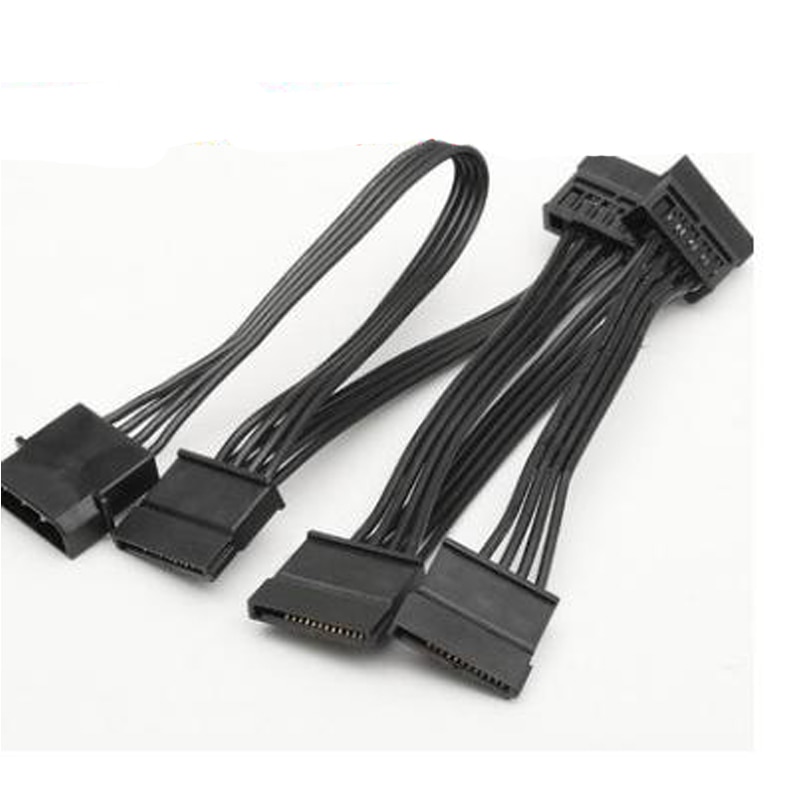 Molex 4pin IDE 1 to 5 SATA 15Pin Hard Drive Power Supply Splitter Cable Cord for DIY PC Sever 4-pin to 15-pin Power 60CM