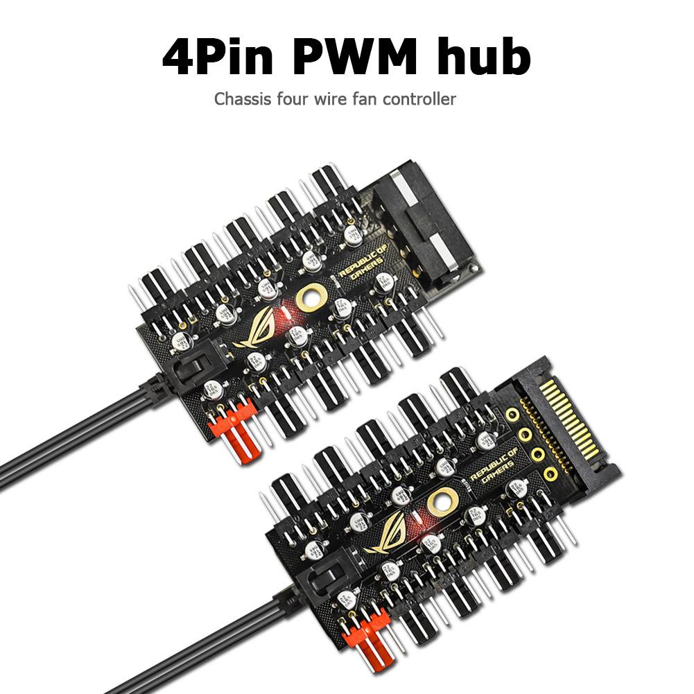Motherboard 1 to 10pin fan 4 Pin PWM Cooler Fan HUB Splitter Extension 12V Power Supply Socket PC Speed Controller Adapter