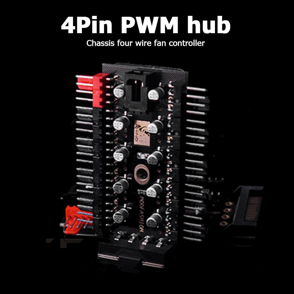 Motherboard 1 to 10pin fan 4 Pin PWM Cooler Fan HUB Splitter Extension 12V Power Supply Socket PC Speed Controller Adapter