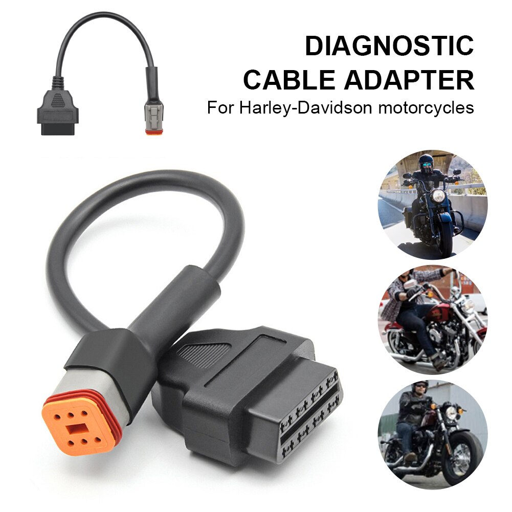 Motorcycle 6Pin to 16Pin  OBD2 Adapter OBD2 Diagnostic Scanner Adapter Cable Scanner for Davidson Harley Motorcycle Accessories