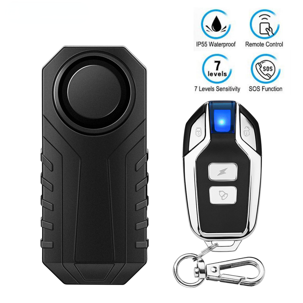 Motorcycle Anti-Theft Alarm with Remote Waterproof Bicycle Alarm Vibration Sensor 113dB Loud Wireless alarma moto