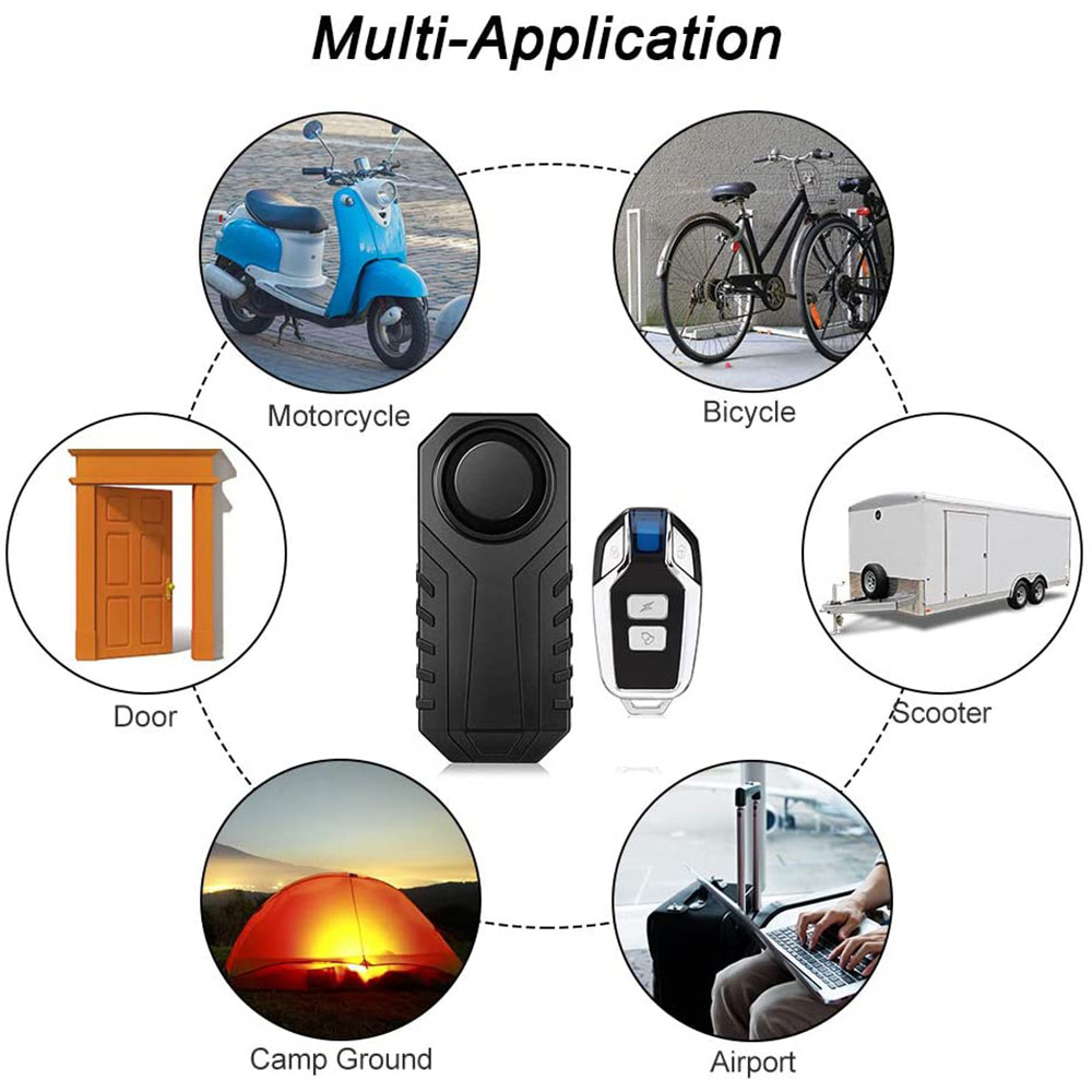 Motorcycle Anti-Theft Alarm with Remote Waterproof Bicycle Alarm Vibration Sensor 113dB Loud Wireless alarma moto