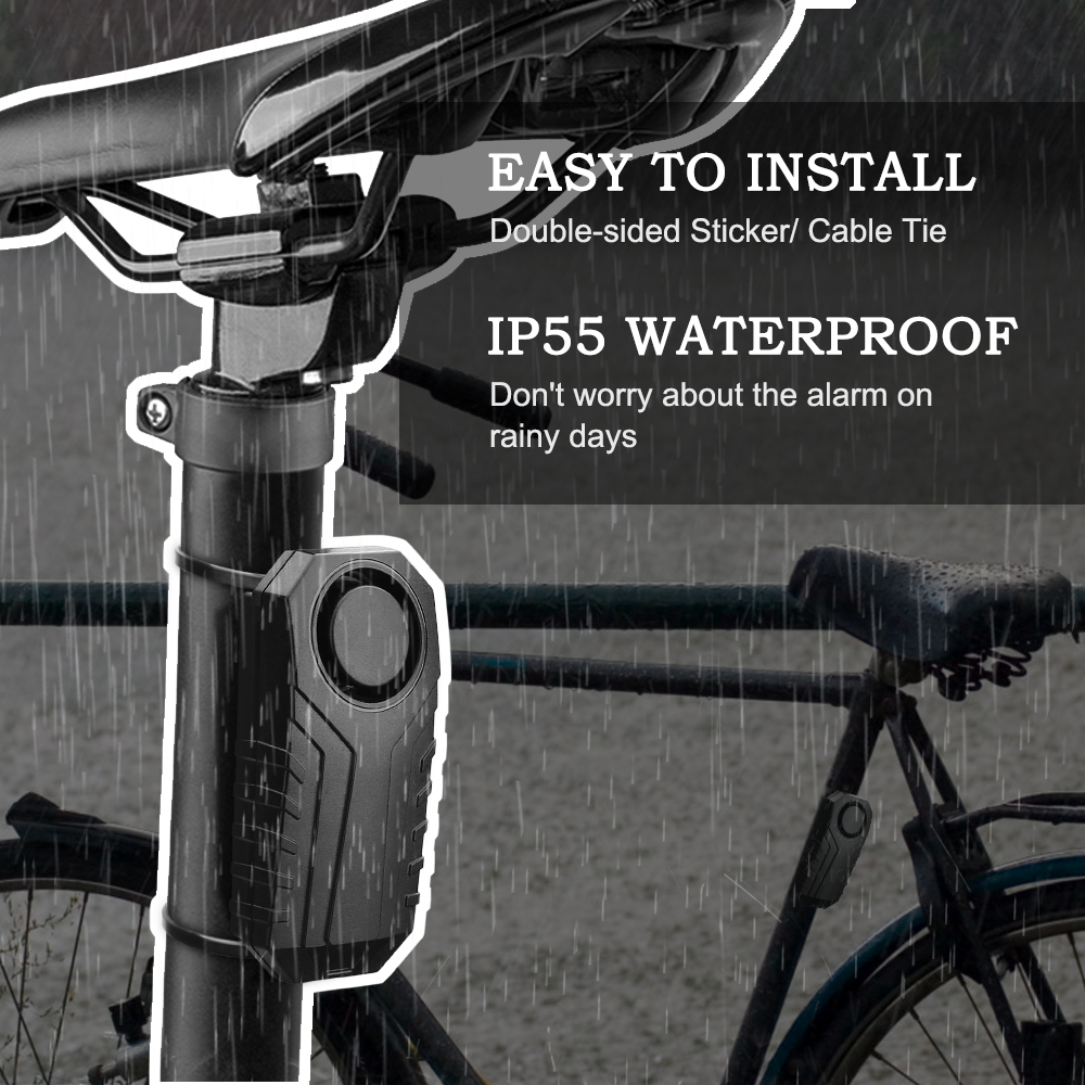 Waterproof Motorcycle Bike Anti-Theft Alarm Wireless Remote Control Bicycle Security Alarm 113dB Electric Car Alarm