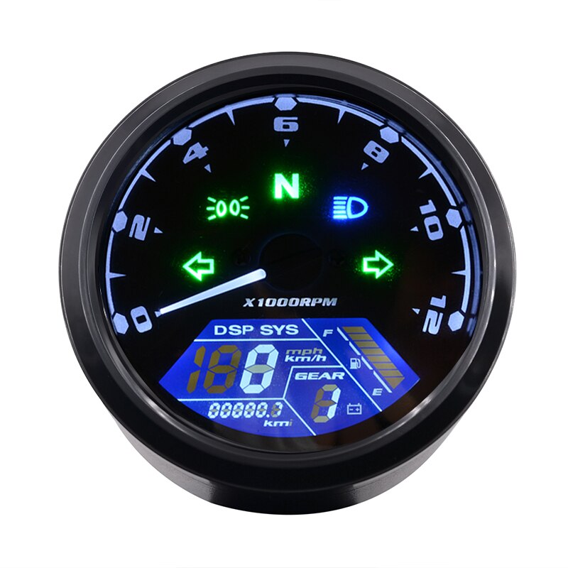 Motorcycle LED Multi-Function Digital Panel Speedometer Night Vision Dial Odometer DC 12V Speedometer Indicator Fuel Tachometer