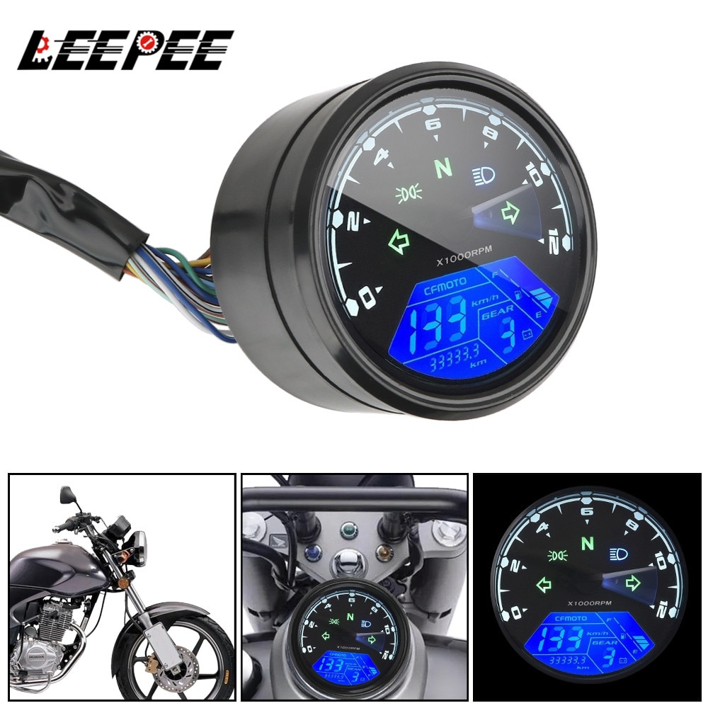 Motorcycle Panel Speedometer Night vision Dial Odometer Universal LED Multi-function Digital Indicator Tachometer Fuel Meter
