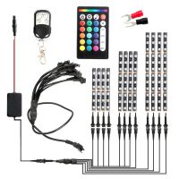 12pcs/set Motorcycle RGB LED Strip Kit Waterproof RF Remote+Voice Control 5050SMD Glow Underglow Ground Effect Atmosphere Light