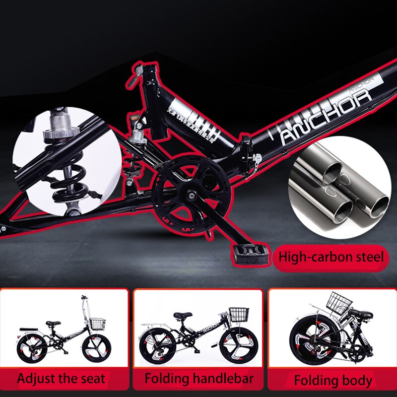 Mountain Folding Bike Variable Speed Road Bike BMX Single Speed Children's Bicycle 16.20 Inch Portable Male and Female Bicycle