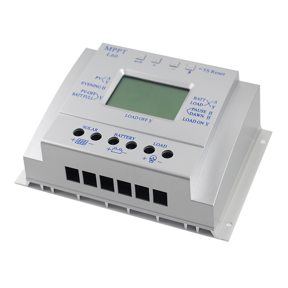 MPPT L60 Solar Charge Controller 60A LCD 12V 24V Auto With USB 5V 1500mA Solar Regulator High Efficiency Solar Tracking System