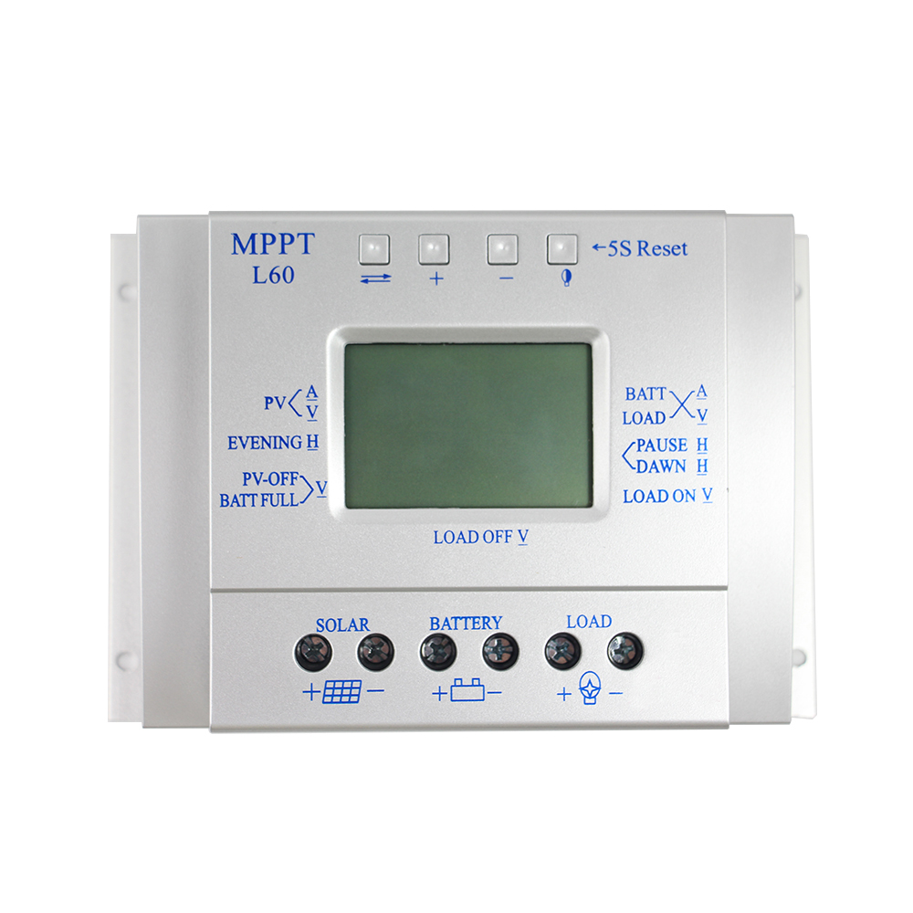 MPPT L60 Solar Charge Controller 60A LCD 12V 24V Auto With USB 5V 1500mA Solar Regulator High Efficiency Solar Tracking System