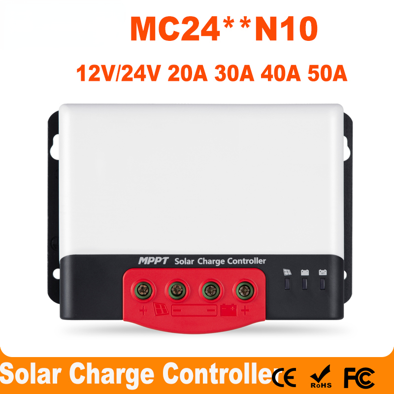 MPPT Solar Charge Controller 20A 30A 40A 50A Solar Regulator 12V 24V For Max 1320W Input lithium Battery With BT-2 RM-6 LCD
