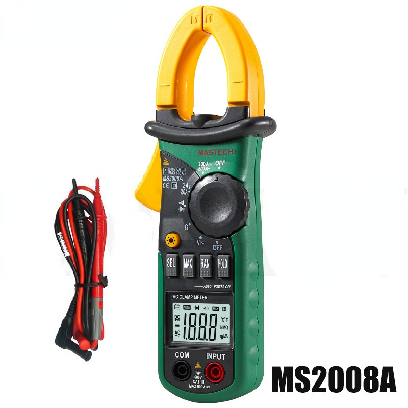 MS2008A Digital AC Clamp Meter 600A Amper Clamp Multimeter Backlight Data Hold Diode Continuity test