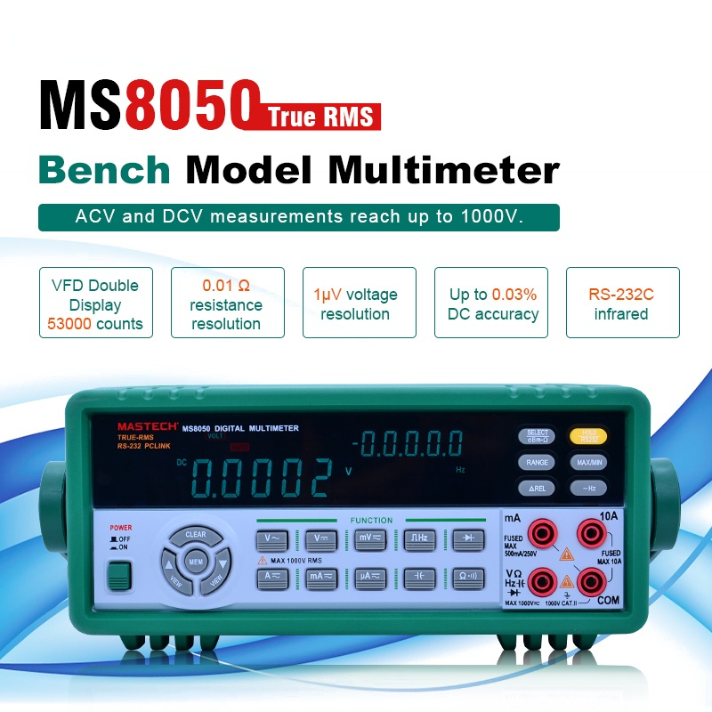 MS8050 5 1/2 Digital Multimeter 53K Counts High Accurayc Bench/True RMS with carry box