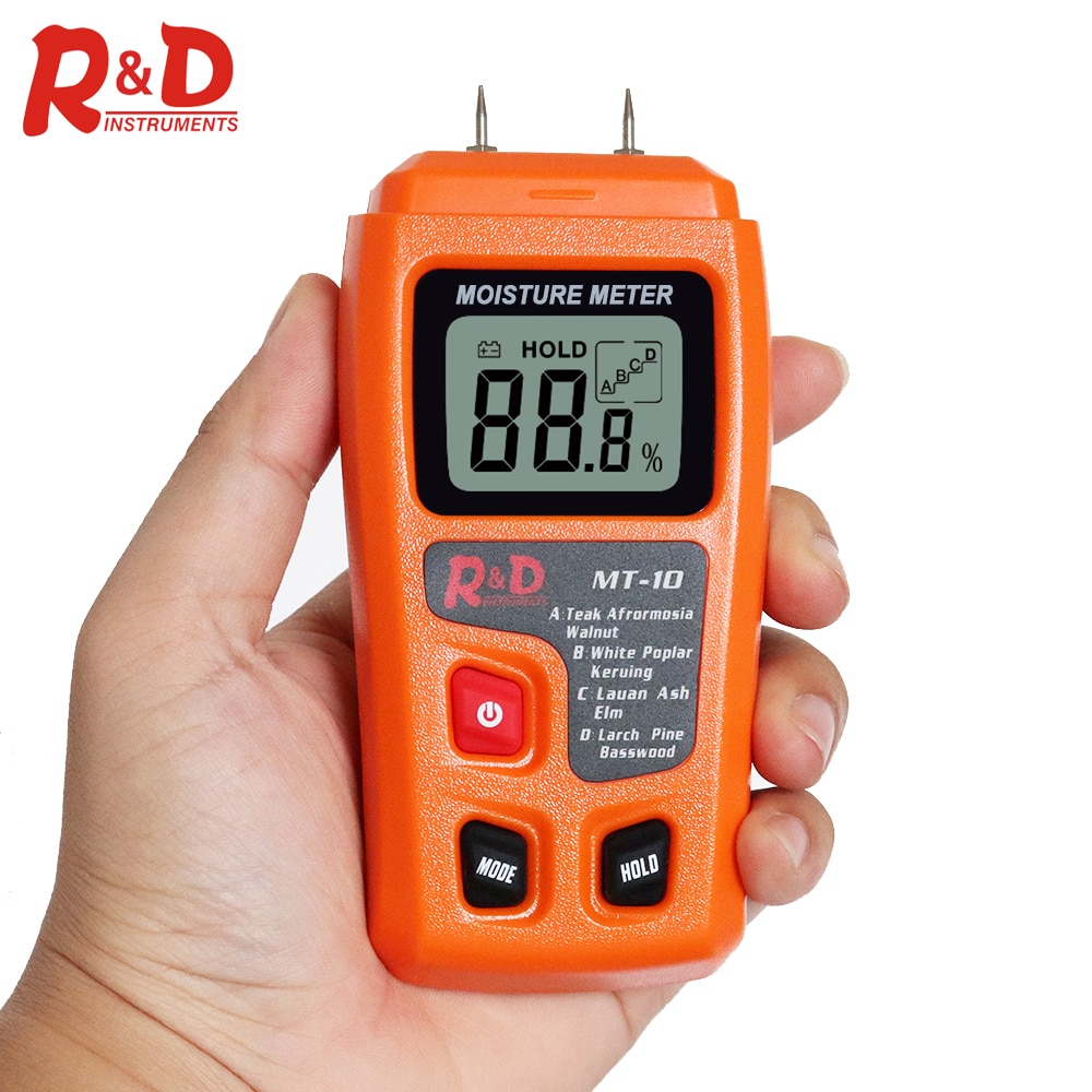 MT-10  Wood Moisture Meter Wood Humidity Tester Hygrometer Timber Damp Detector Tree Density tester Orange test wood/paper