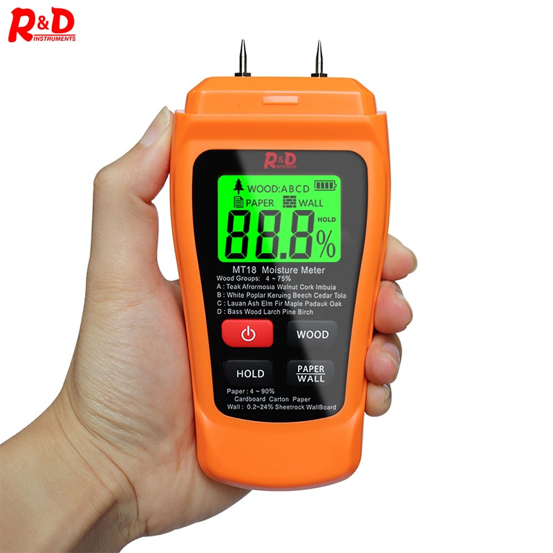 MT-18 Wood Moisture Meter Paper Humidity Tester Wall Hygrometer Timber Damp Detector Tree Density Tester