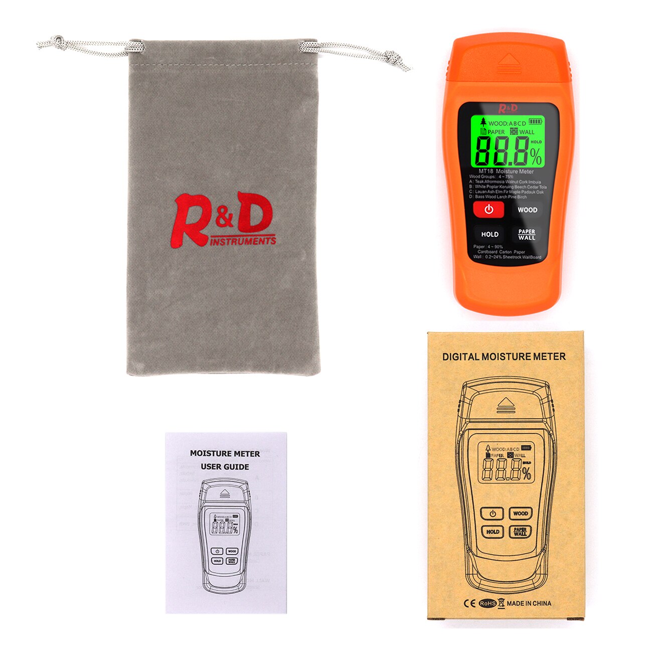 MT-18 Wood Moisture Meter Paper Humidity Tester Wall Hygrometer Timber Damp Detector Tree Density Tester