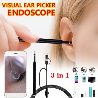 5.5mm 3 In 1 USB Multi-function HD Mini LED Visual Ear Spoon Otoscope Camera Ear Wax Removal Endoscope Support Android PC