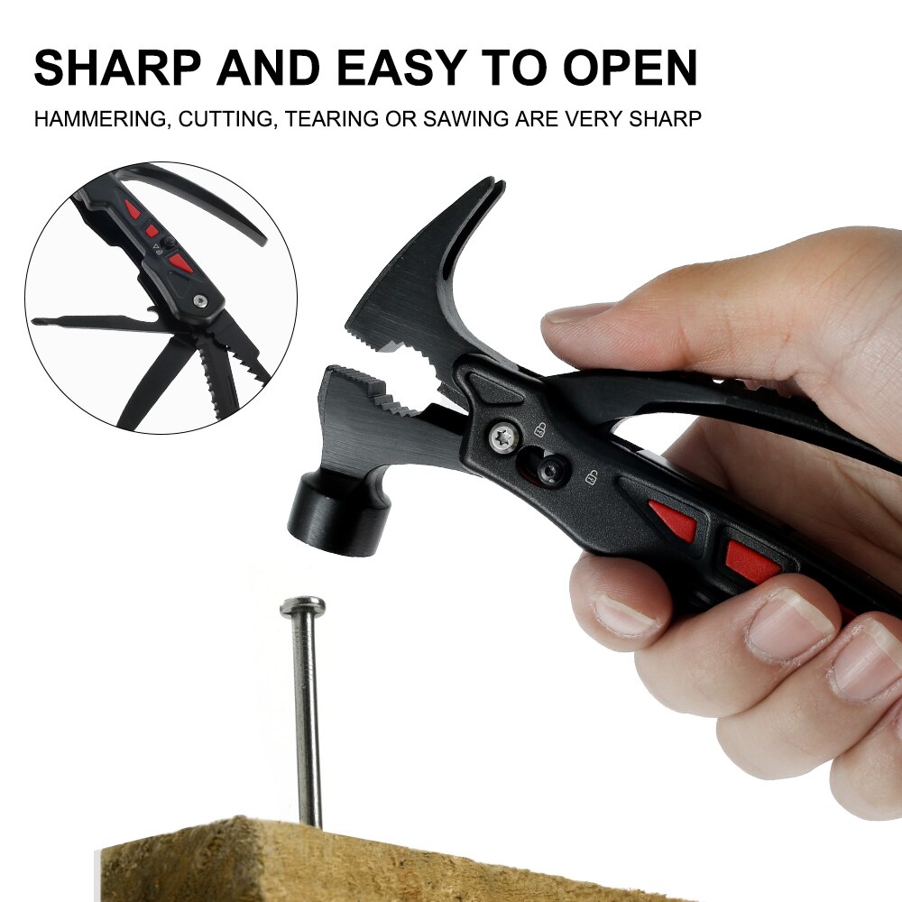 Multi-function Safety Hammer with Screwdriver Hammer Nylon Sheath Outdoor Survival Portable Pocket Knife Multitool Claw Hammer