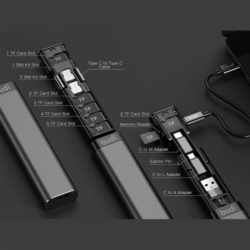 Multi-function Smart Adapter Card Storage Data Cable USB Box Universal 15W Charger for Huawei Xiaomi Samsung Portable