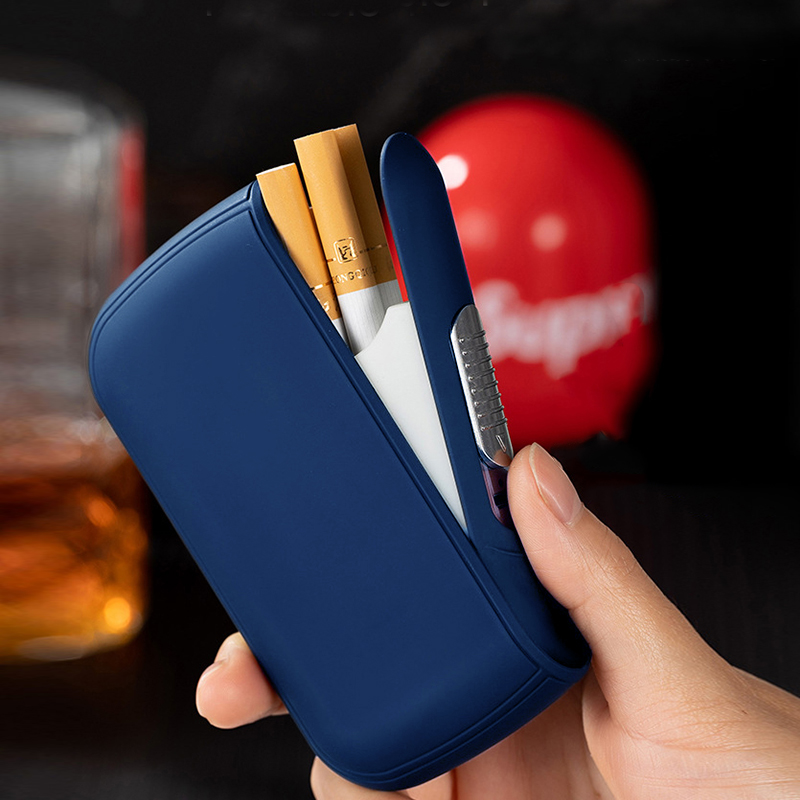 New Compact and Portable 2-in-1 Multi-function USB Cigarette Lighter Rechargeable Lighter 10 Sticks Thick Cigarette Case