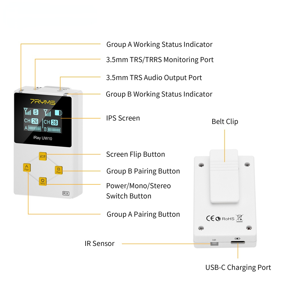 UW10(B) Broadcasting-Level Multi-functional Mini UHF Wireless Microphone for Camera Smartphone Video Recording Live