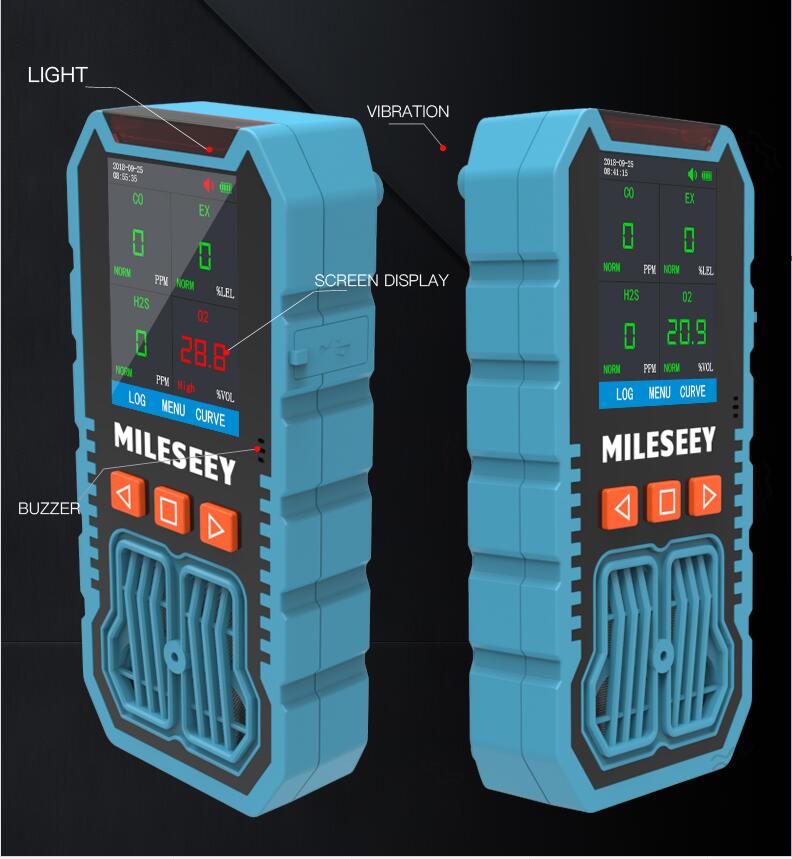 BH-80 Multifunctional gas detector Handheld LCD 4 in 1 toxic harmful gas H2S/CO/O2/ EX gax Analyzer High Precision Detector