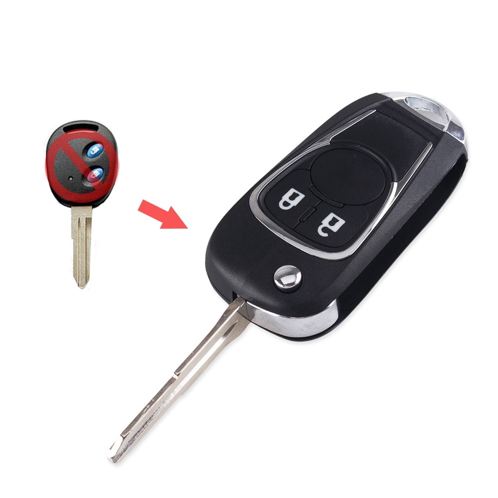 New Replacement For Chevrolet Spark 2 Buttons Remote Key Shell Fob Case Modified Folding Flip Car Key With Left Blade