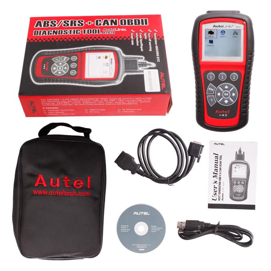 Original Autel AutoLink AL619 OBDII CAN ABS and SRS Scan Tool Update Online