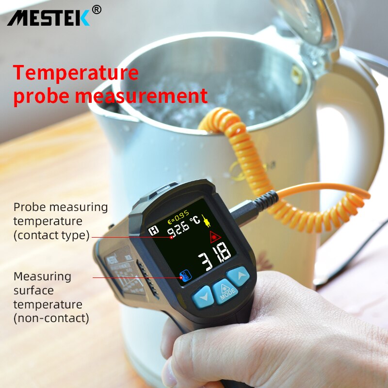 IR02C Non-Contact  Infrared Thermometer with K Probe LCD IR Laser Digital Temperature Thermometer Gun Termometro Hygrometer Pyrometer