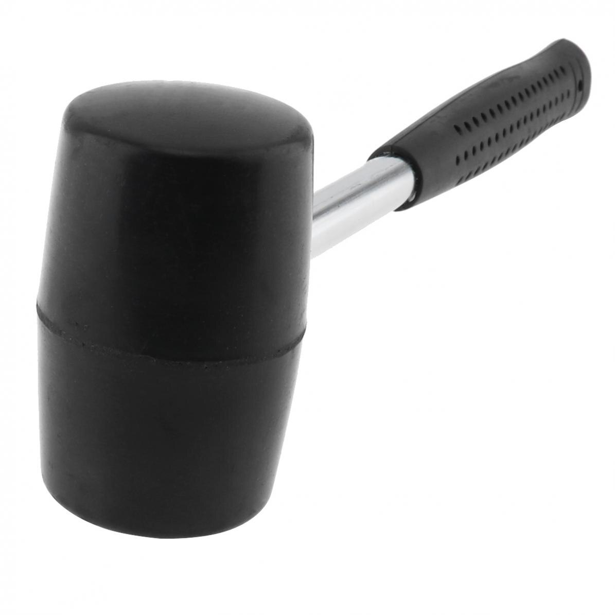 Non-elastic Black Rubber Hammer Wear-resistant Tile Hammer with Round Head and Non-slip Handle DIY Hand Tool